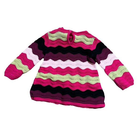 Baby Girl First Impression 6-9 MOS Pink And Purple Wavy Cotton Knit Dress EUC - Picture 3 of 5